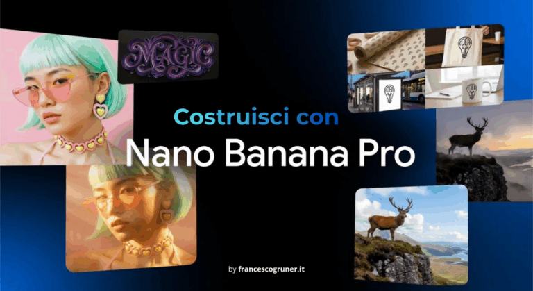 Copertina che mostra esempi generati con Nano Banana Pro, il nuovo modello di immagini di Google Gemini 3