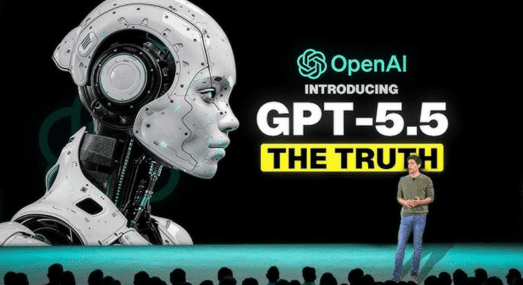 Presentazione ufficiale di GPT-5.5 da parte di OpenAI con robot androide e scritta The Truth