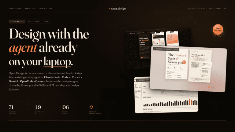 Homepage di Open Design l'alternativa open source a Claude Design per creare interfacce in locale