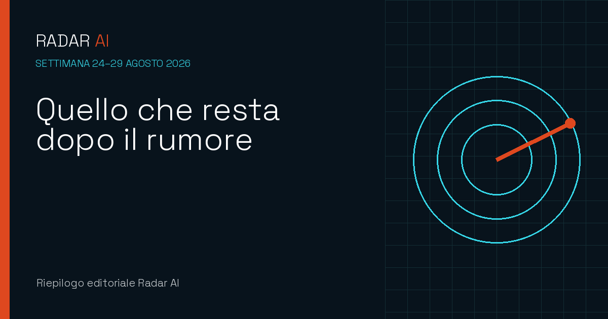 Anteprima del riepilogo Radar AI della settimana 24–29 agosto 2026