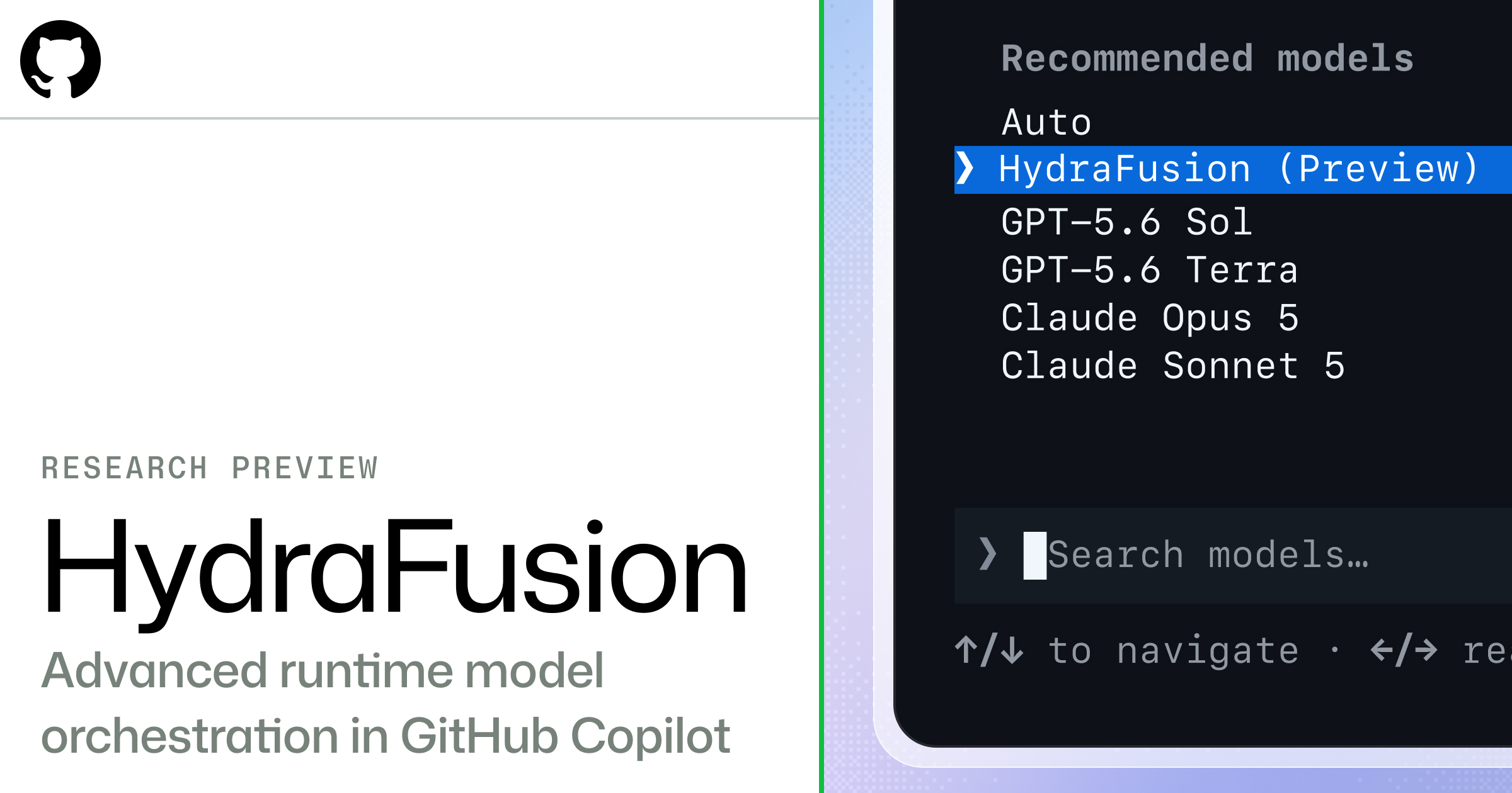 Interfaccia ufficiale di Project HydraFusion in GitHub Copilot