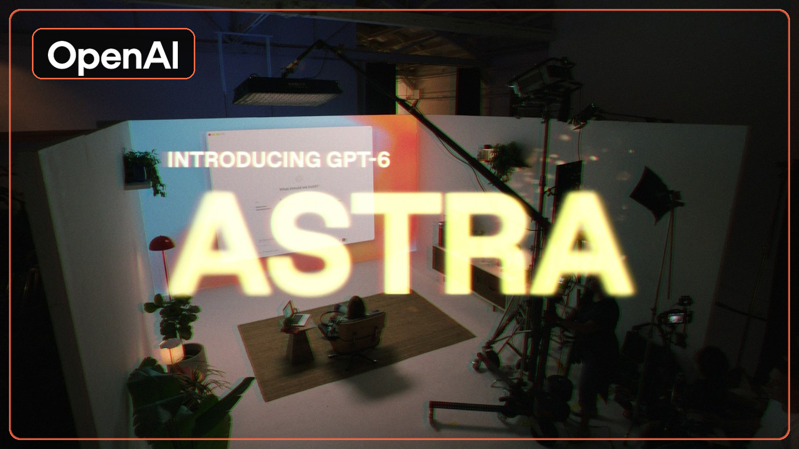 GPT-6 Astra nel video ufficiale OpenAI, con wordmark OpenAI e set della presentazione