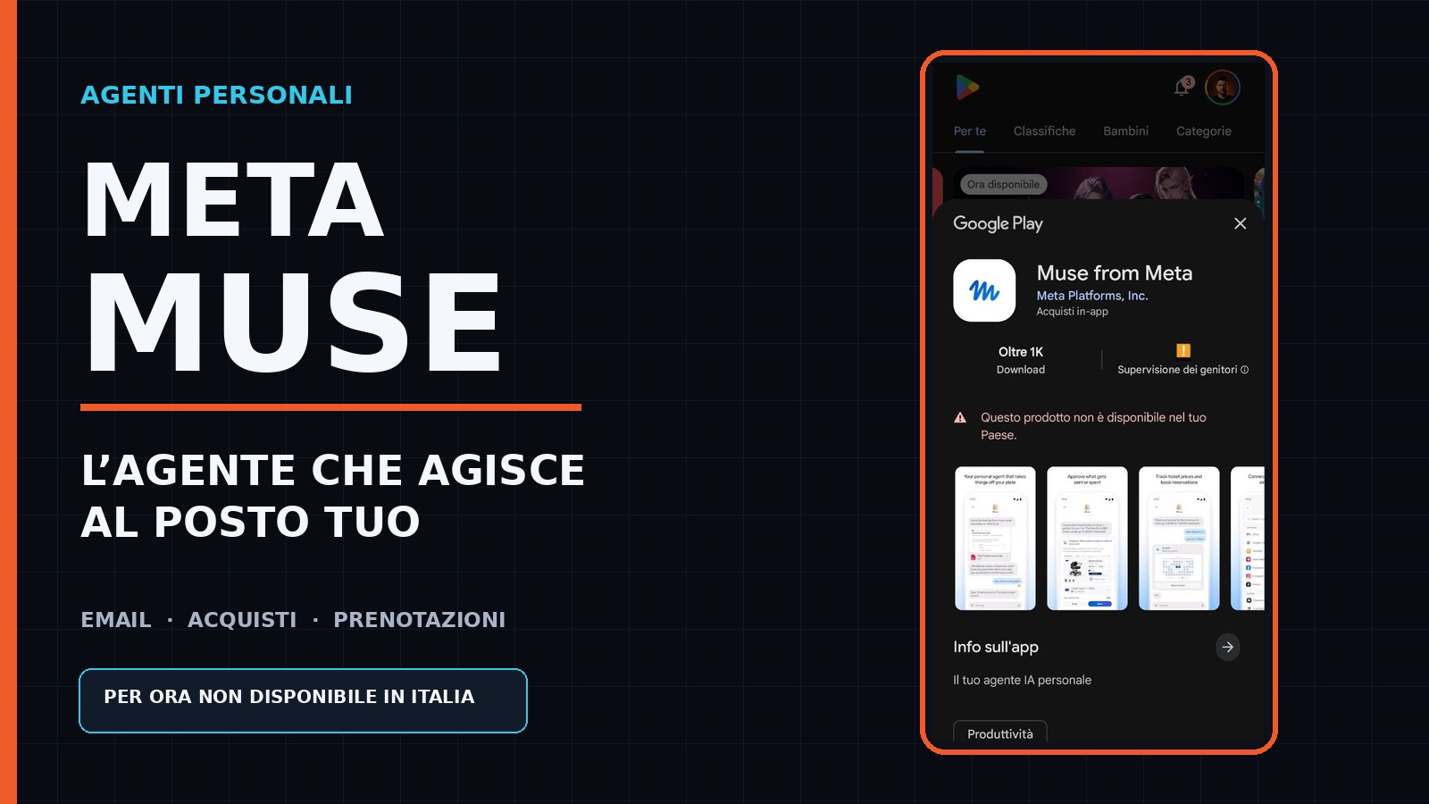 Meta Muse, agente personale per email, acquisti e prenotazioni, non ancora disponibile in Italia