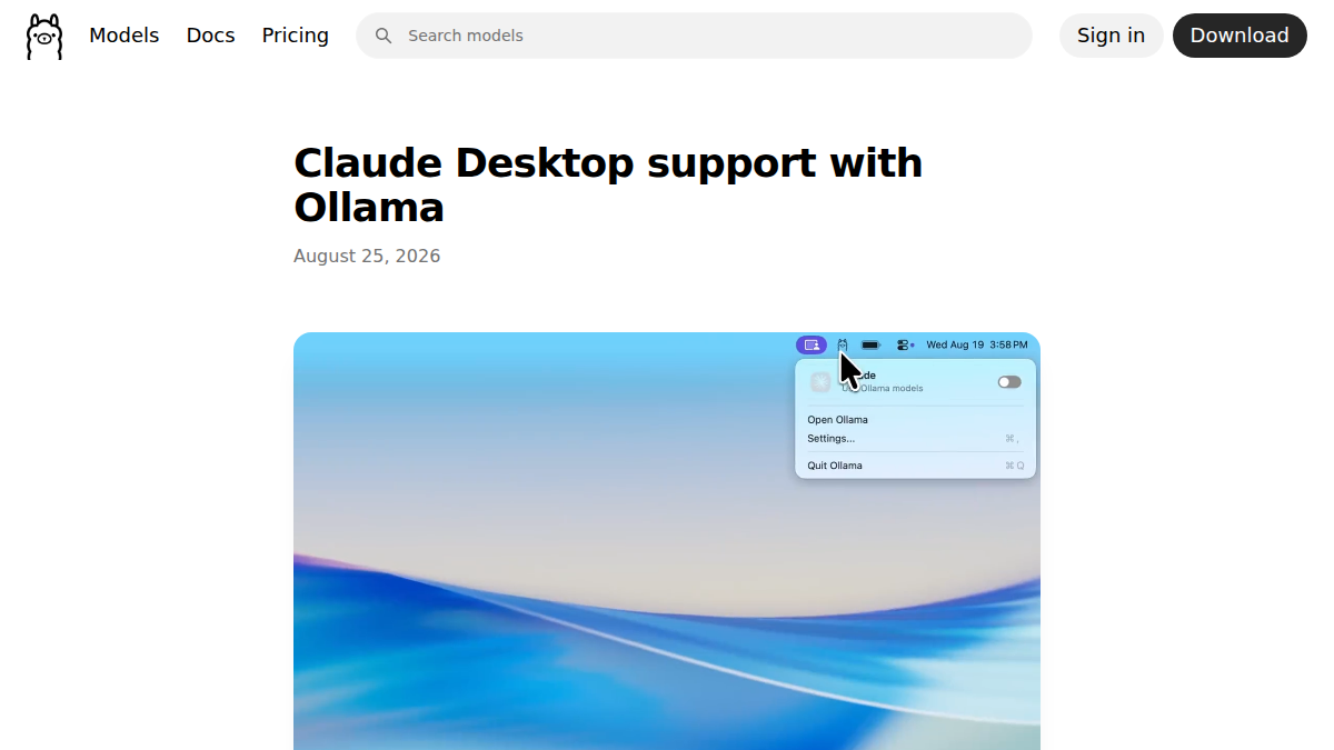 Claude Desktop con Ollama: integrazione ufficiale