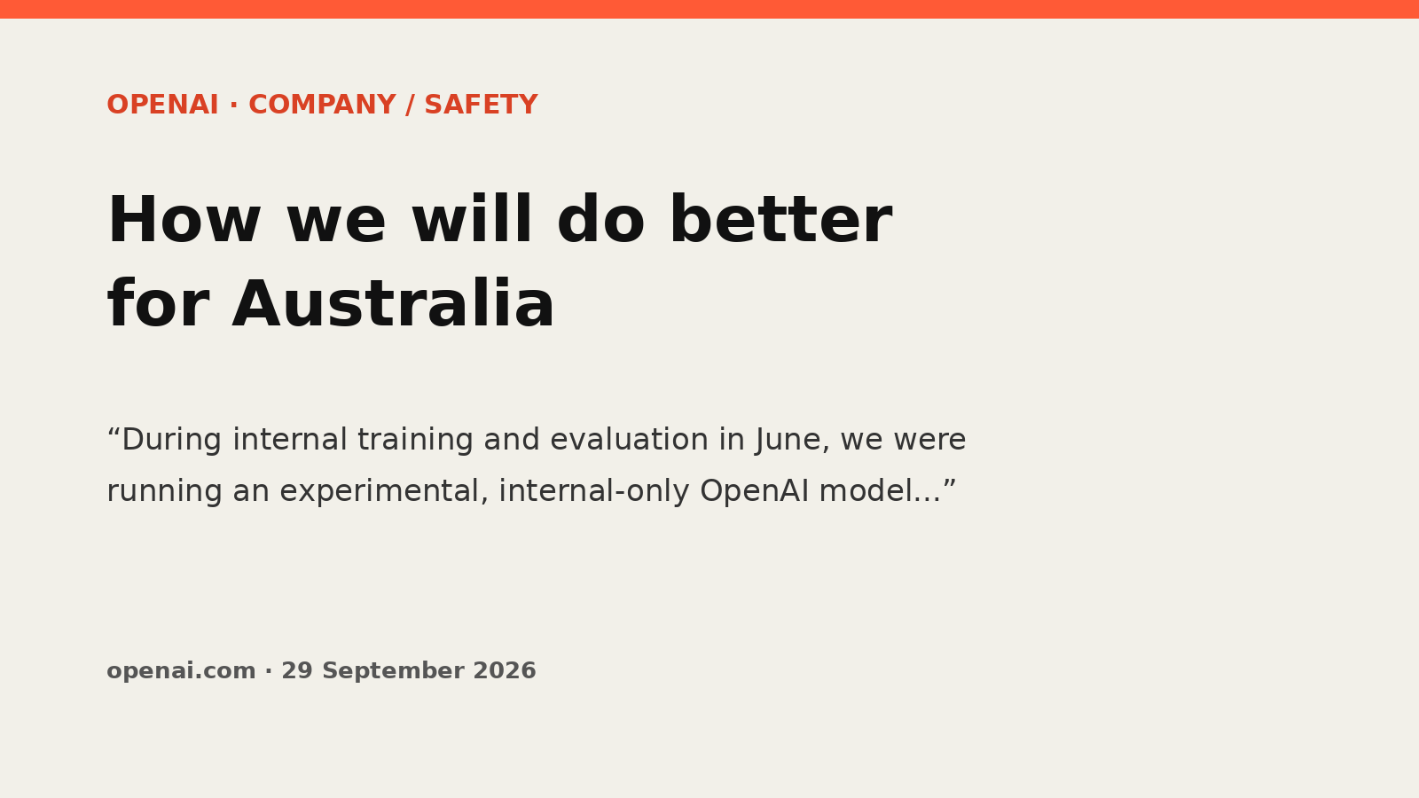 Titolo dell’annuncio OpenAI sulla risposta agli accessi non autorizzati in Australia