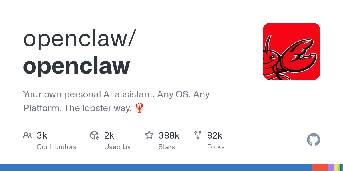 Immagine reale del repository OpenClaw su GitHub