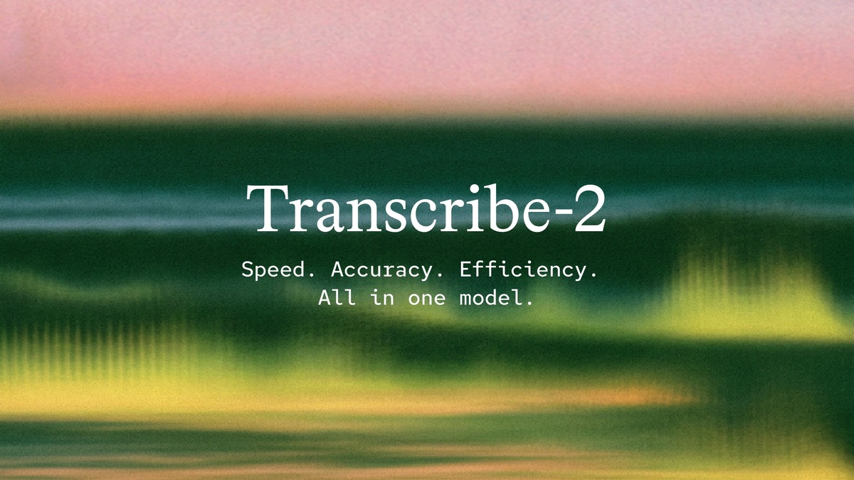 Visual ufficiale Microsoft AI con il testo Transcribe-2, speed, accuracy, efficiency