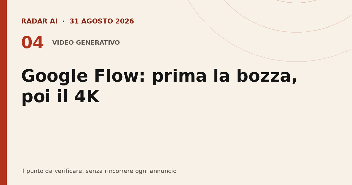 Radar AI: Google Flow: prima la bozza, poi il 4K