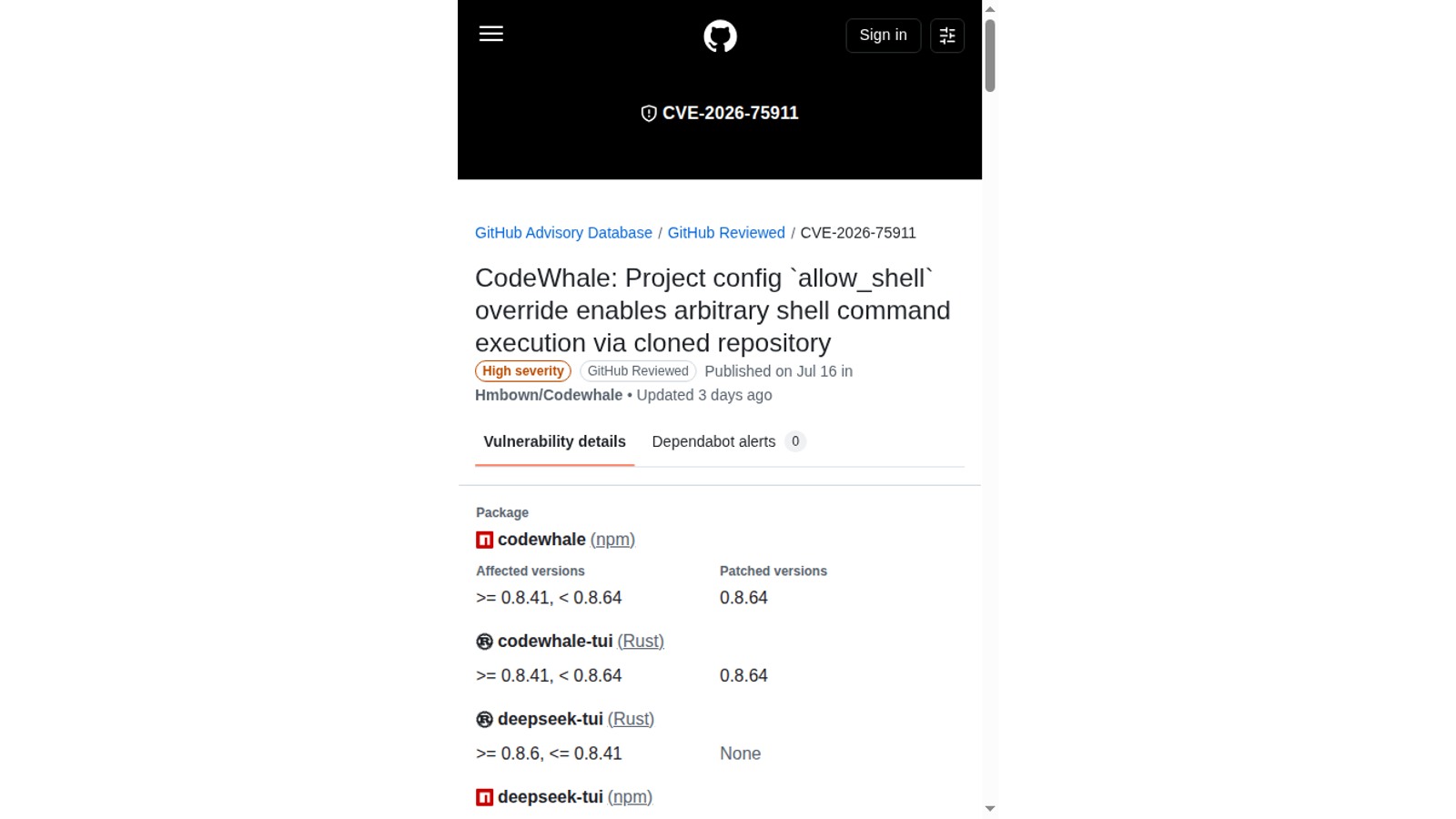 Schermata della fonte primaria: Le advisory dei coding agent mostrano che repository e bundle sono input ostili