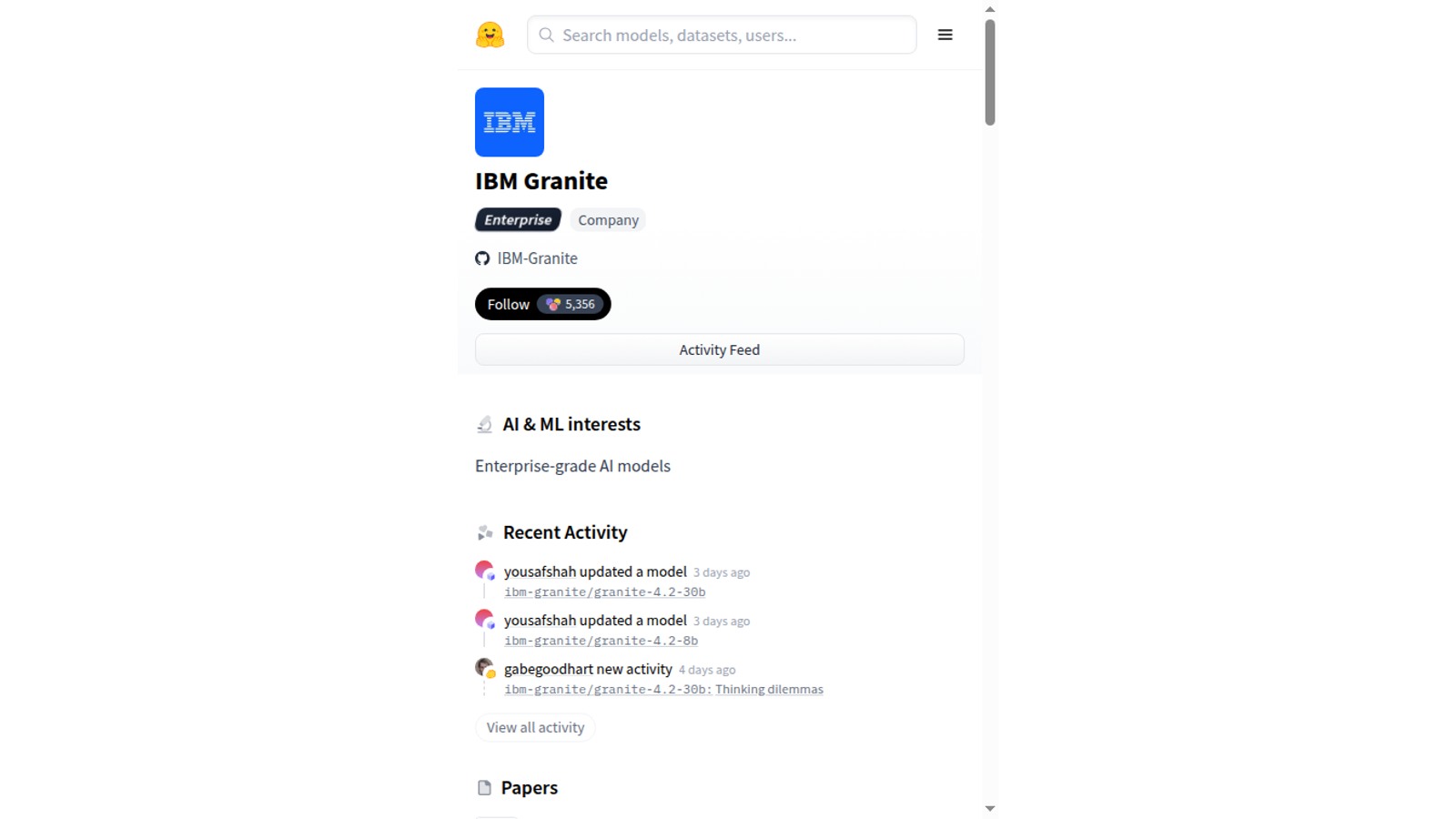 Schermata della fonte primaria: Granite 4.2 arriva in GGUF e MLX per il deployment locale
