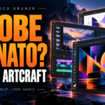 Illustrazione del caso ArtCraft: editor di immagini, video e grafica con il titolo Adobe clonato? e i riferimenti a Claude Code, Rust e open source.