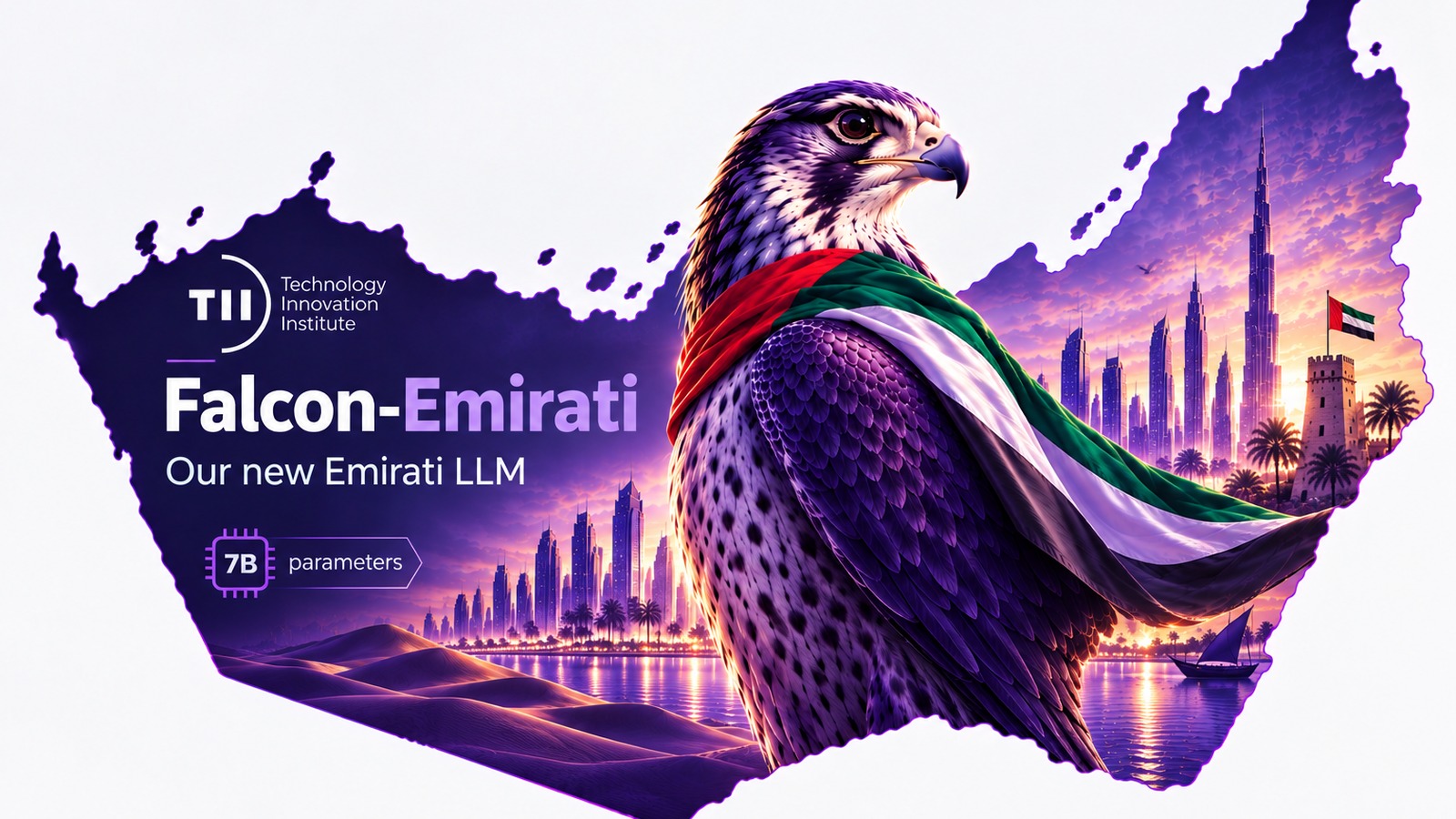 Grafica ufficiale di Falcon-Emirati-7B per il dialetto emiratino