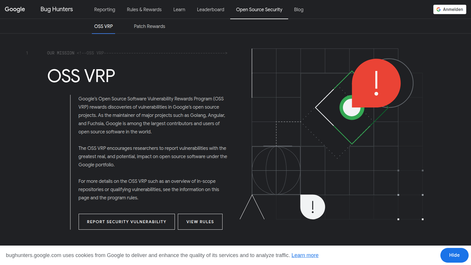 Pagina ufficiale Google Bug Hunters del programma OSS VRP