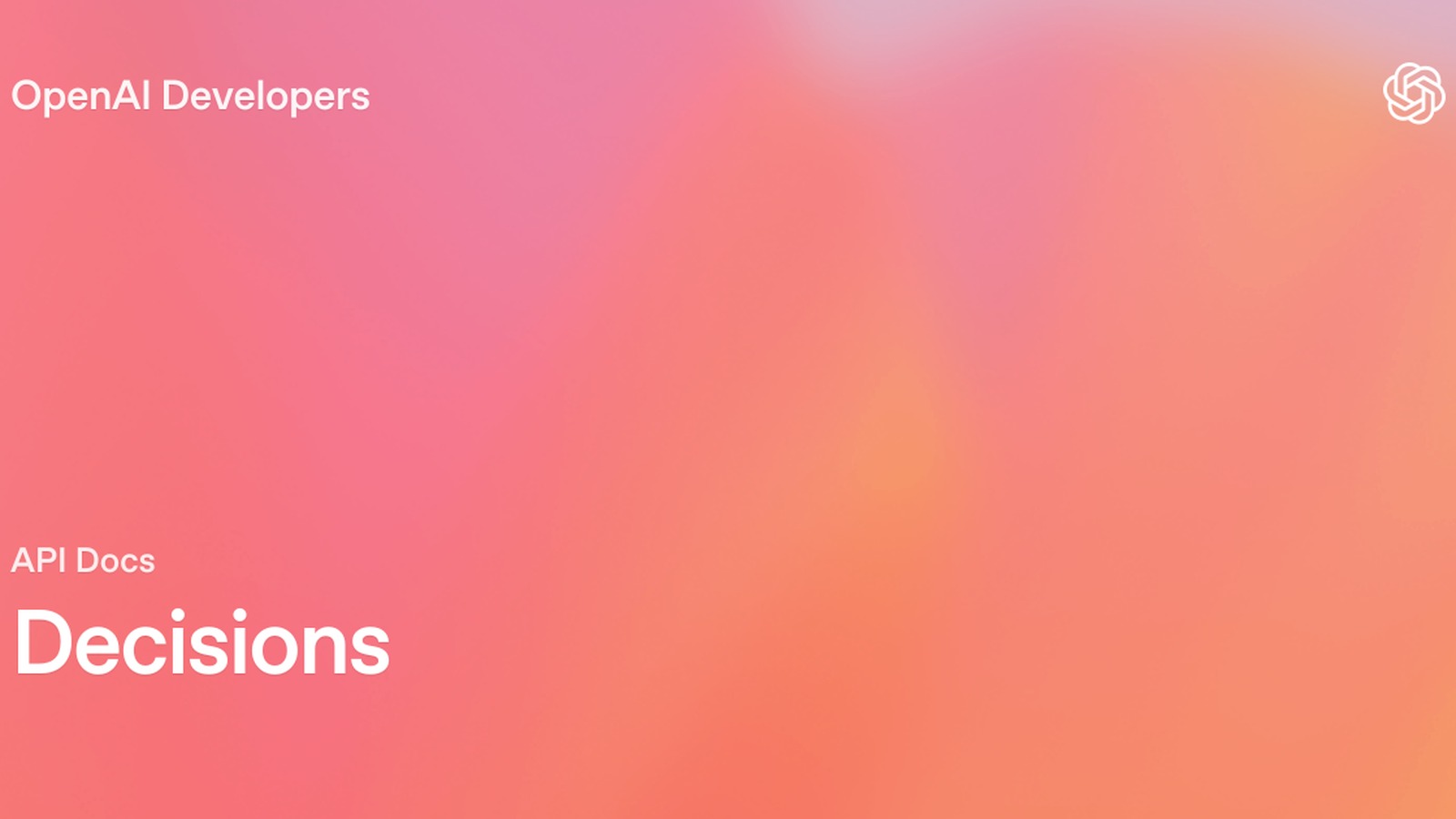 Pagina ufficiale OpenAI Decisions API