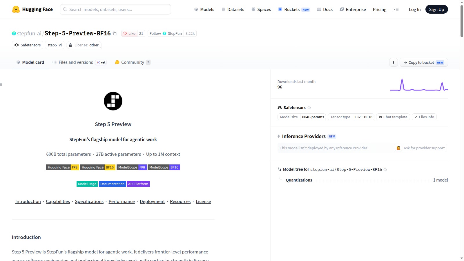 Repository ufficiale Hugging Face con i pesi BF16 di Step 5 Preview